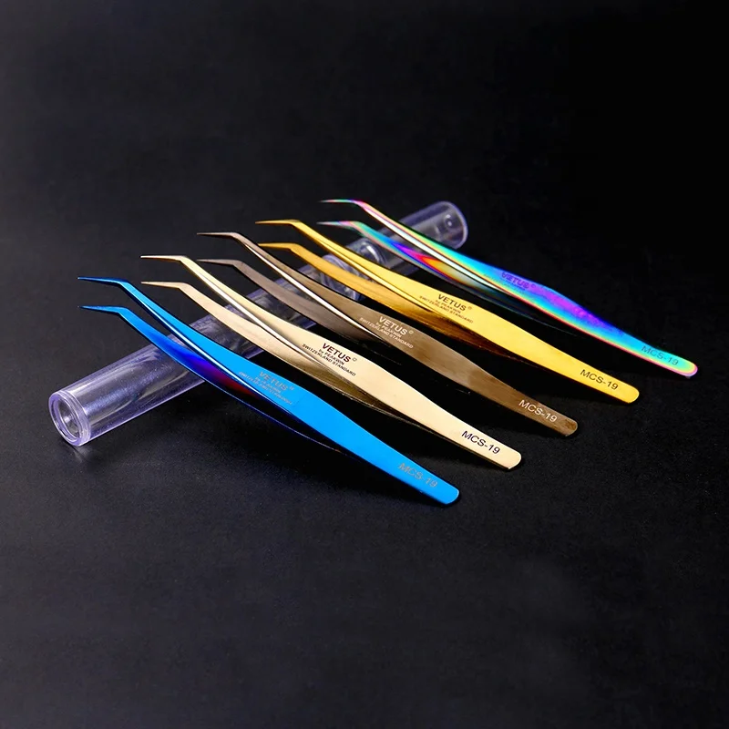 Customized Private Label Logo Curved Eyelashes Extension Tweezer