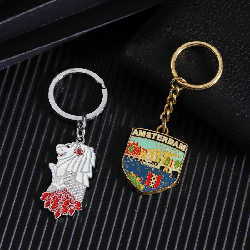 Cactus Plant Keychain Cute Cartoon Car Ornament Metal Keyring Custom Enamel Keychains