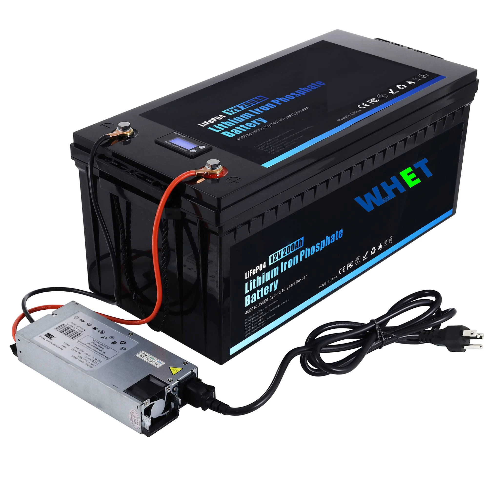 IP65 Waterproof Grade A Cells 12V 24V 100Ah 200Ah 300Ah 320Ah Lifepo4 Akku Customized Solar Battery Pack LCD Display for Boat RV