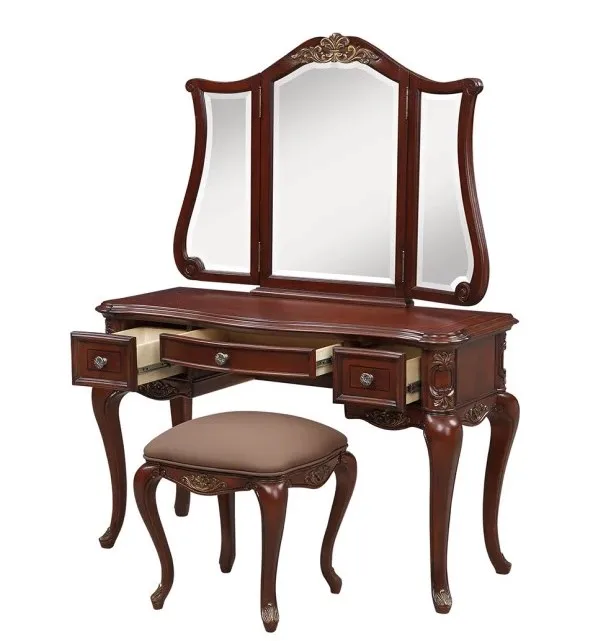 Classic retro log with mirror dressing table in dressing room