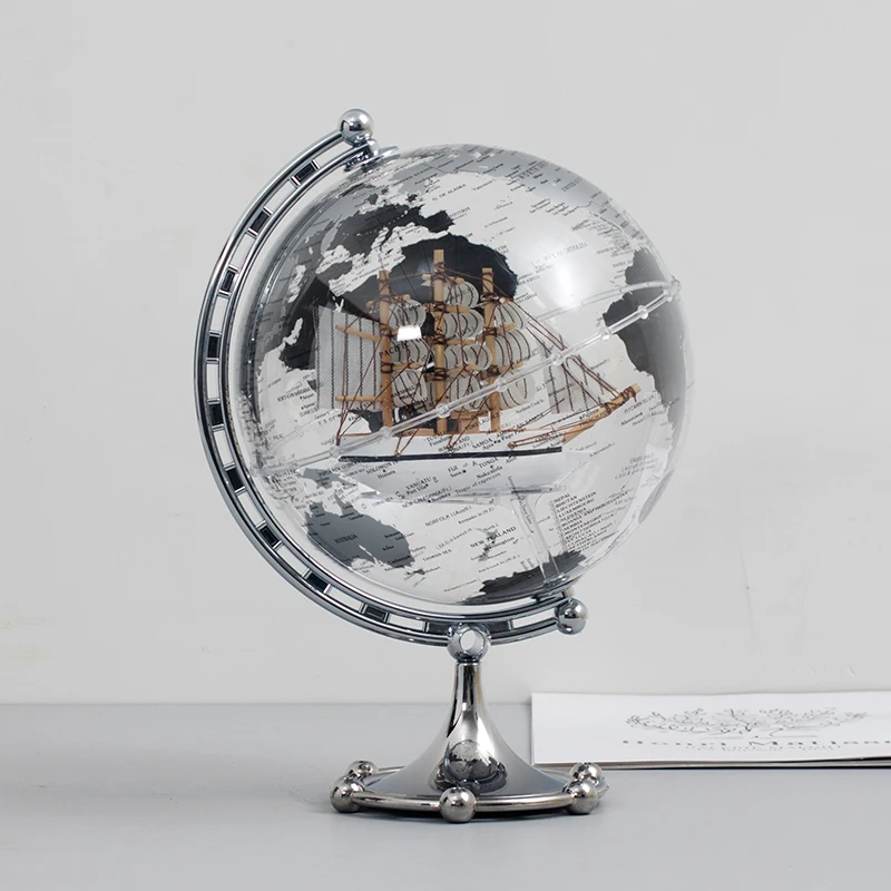 Factory Custom HD Printed Map Transparent World Globe Islamic Novelty Gifts Globe Earth Globe Decor