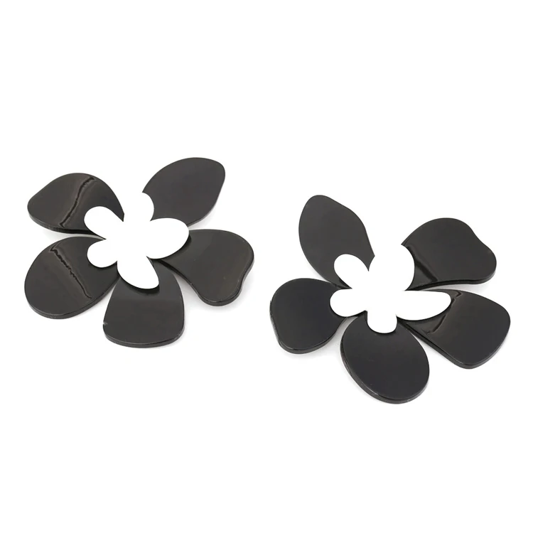 Exaggerated holiday style acetate plate petal earrings personality fashion color acrylic large flower earrings female