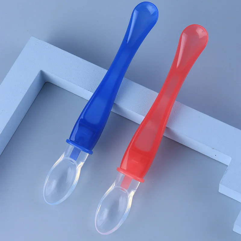 Anti-choke Non-toxic BPA Free Safe  Baby Infant Temperature Sensory Color Changing Spoon Thermochromic Heat Sensitive Spoon