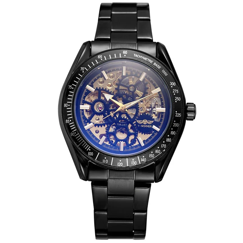 WINNER-A5 Winner Brand Mechanical Alloy Case Men Hand Watch High Quality Colorful Business Men Wrist Watches