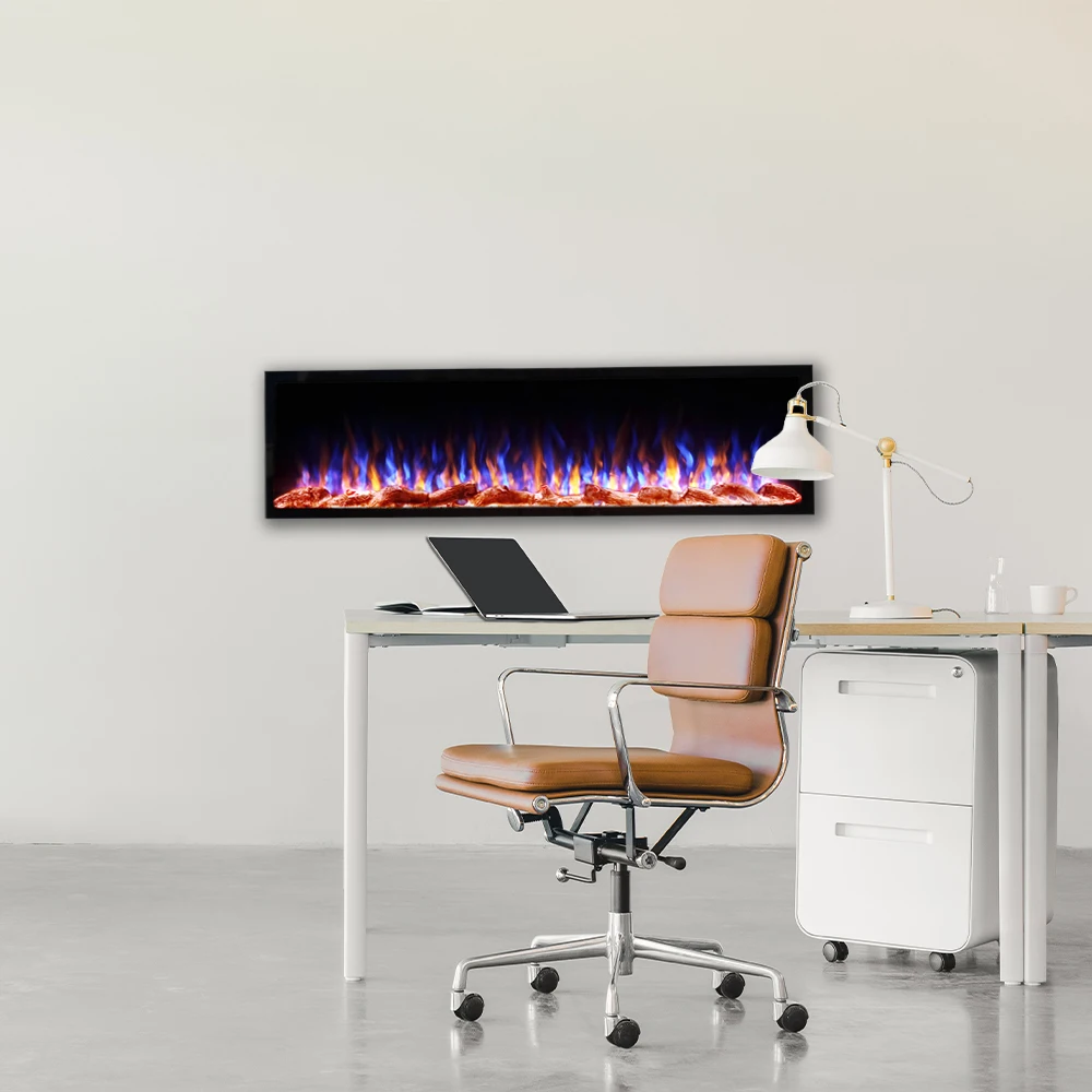 cheap wholesale modern 3D led decor fire flame built in wall embedded mounted insert quiet no heat electric fireplace