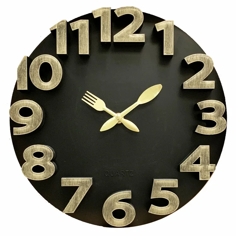 12 inch plastic  round face circular three-dimensional figures wall clock