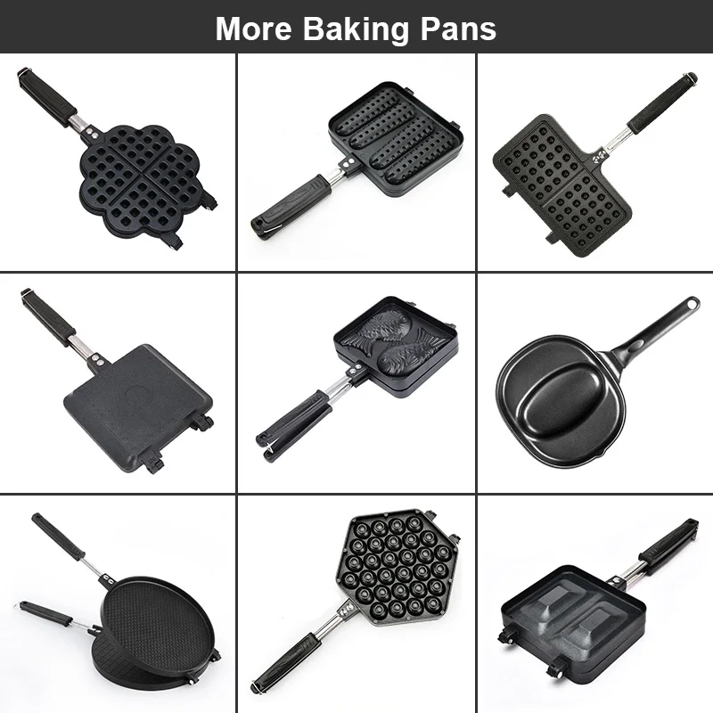 SANLANG Aluminium Non Stick Waffle Double Sided Frying Pan Camping Gas Black Square Baking Waffle Pans