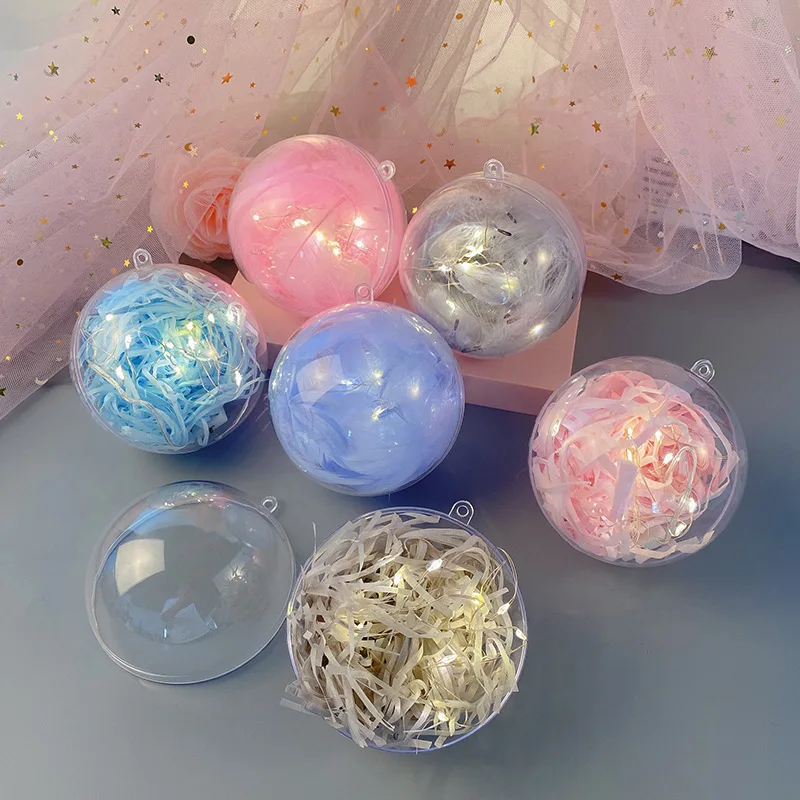 Factory 4cm-30cm Openable Hollow Hanging Clear Transparent Xmas Christmas Ornaments Plastic Ball