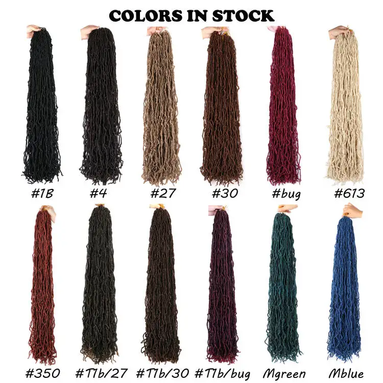 14inch 18inch 24inch 36inch New Soft Locs Curly Wavy Pre-Looped Goddess Synthetic Fiber Hair Extensions Earthworm Faux Locs