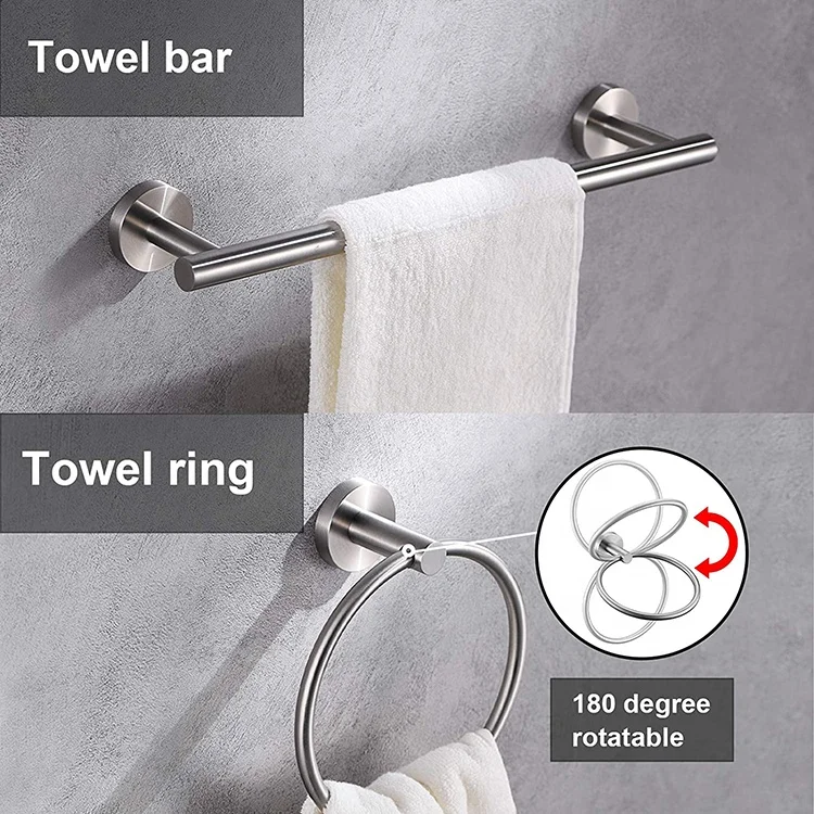 Bathroom Hardware Set Silver Polish Bathrobe Hook Long Towel Rail Bar Tissue Paper Holder Bathroom Accessories