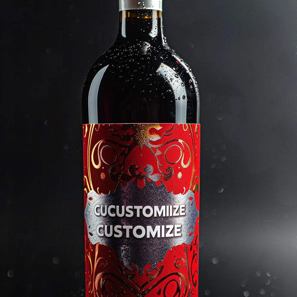 Custom Luxury Glossy Wine Bottle Label Gold Foil Stamping Personalized Wine Stickers Labels Whiskey Glass Bottle Decal Tag