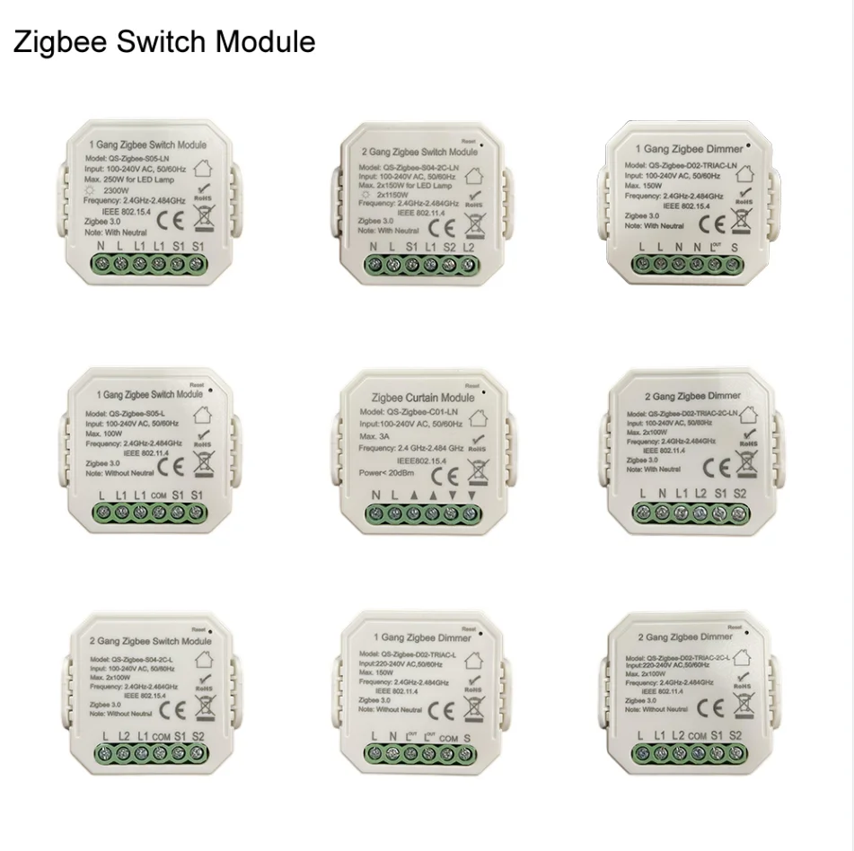 Модуль переключателя света Tuya Zigbee 3 0 1 клавиша 2 клавиши 3/4 канала работает с Amazon Alexa