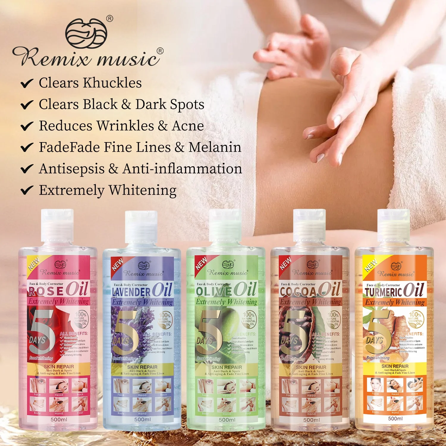 Export Thai Indian Ginger Massage Essential Oil Rose Olive Oil Body SPA Authentic Cosmetics Factory Wholesale