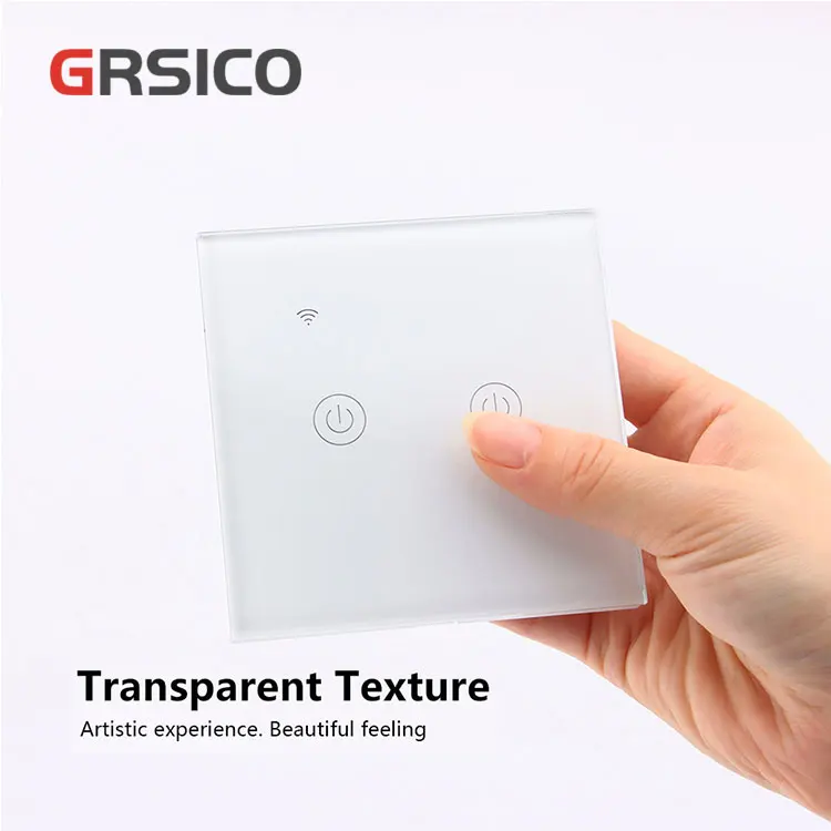 Tuya Smart Life Home LED Light Wall touch  switch 600w 2 gang 1way /2way/ 3way crystal touch Panel  with Amazon Alexa