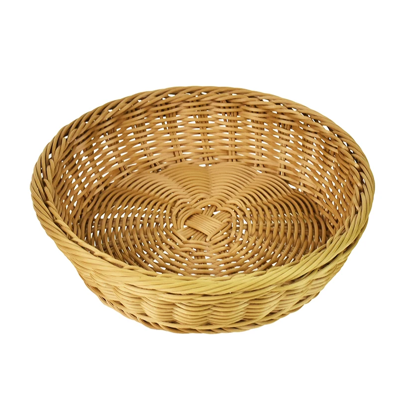 Woven Poly-Wicker Bread Basket Woven Tabletop Food Serving Basket Serving Display Baskets for Fruits