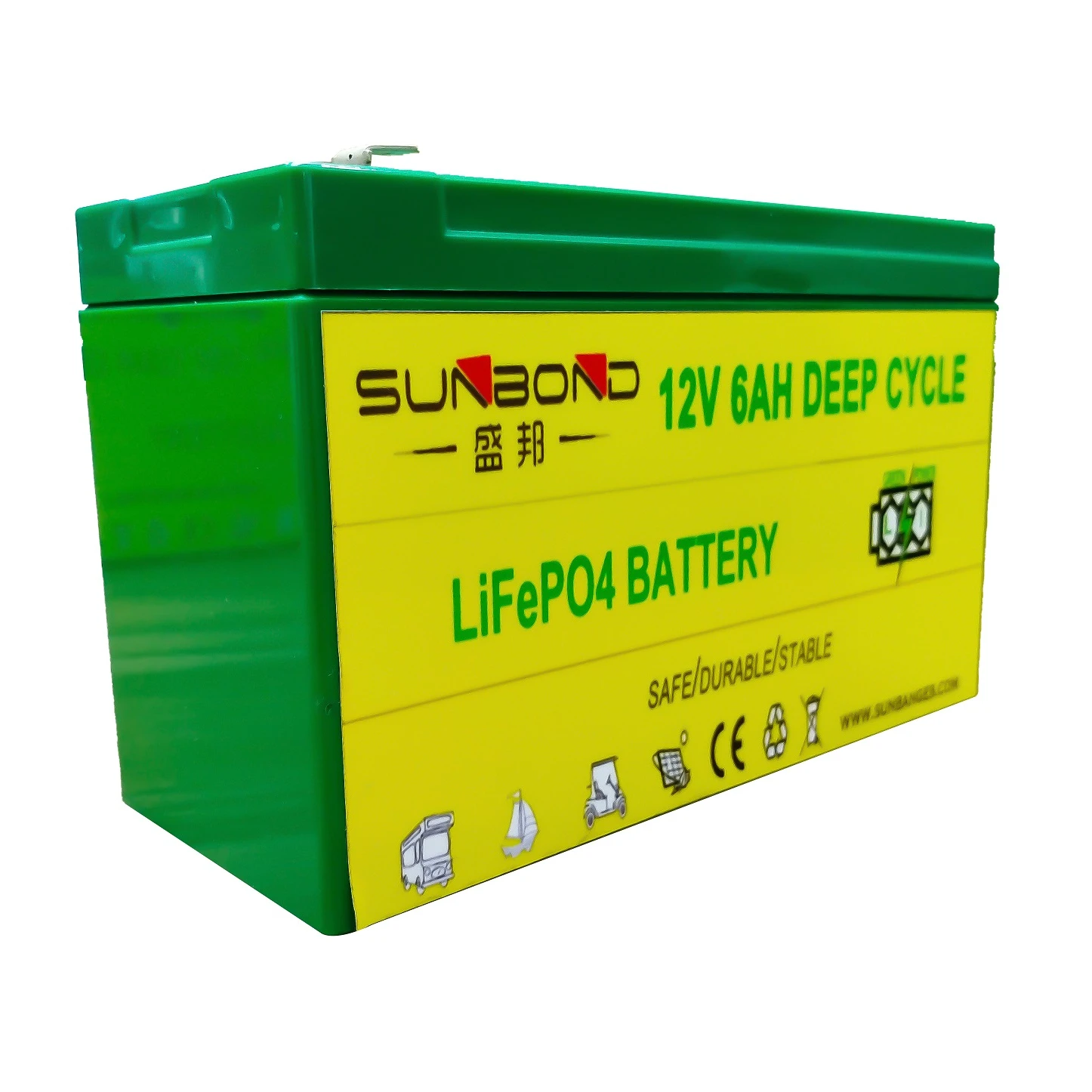 Lithium LiFePO4 Battery 12V 6Ah Rechargeable Deep Cycle Low-Temperature 9Amp for Power Wheel, Fish Finder