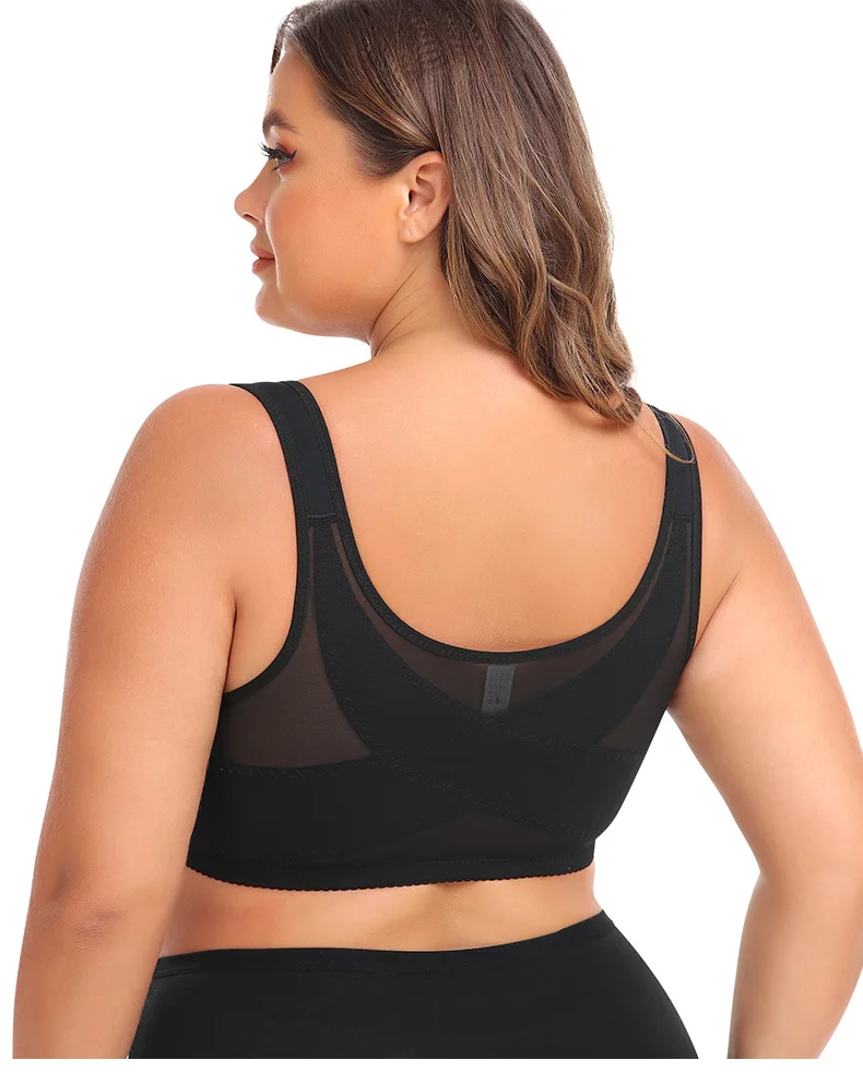 Plus Size Bra 50 Size Women Push Up Without Underwire Vest Soft Front Open Closure Bra Hook and Eye Hide Back Fat Bra Wireless