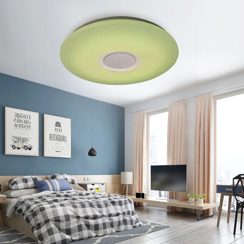 ENVIS Free Logo House Decorate Fixtures sputnik v  MP3 Music Speaker Dance RGB Dimmer Wireless PMMA Led Ceiling Lamp Party