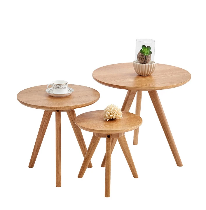Modern Design Living Room Furniture Decor Round MDF Solid Beech Wooden Leg Sofa Coffee Tea Table