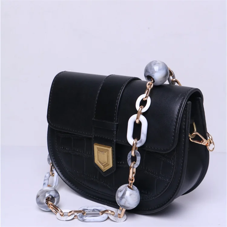 factory fashion  marble round beads acrylic bag chain custom length