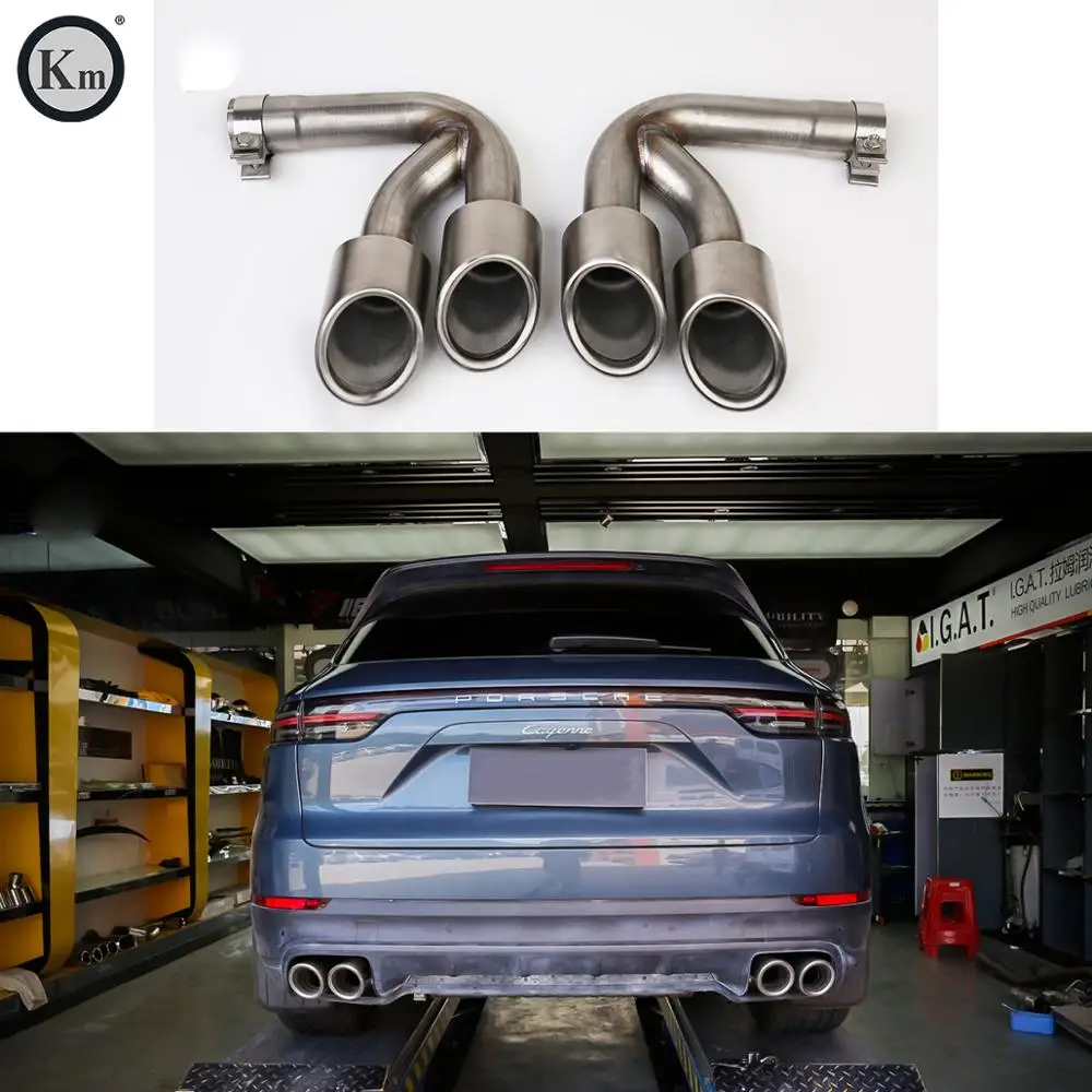 Выхлопные трубы KM для Cayenne GTS style 9Y0 2018-up, выхлопные трубы, глушитель, наконечники, хвостовая труба, проволока, нормальный стиль