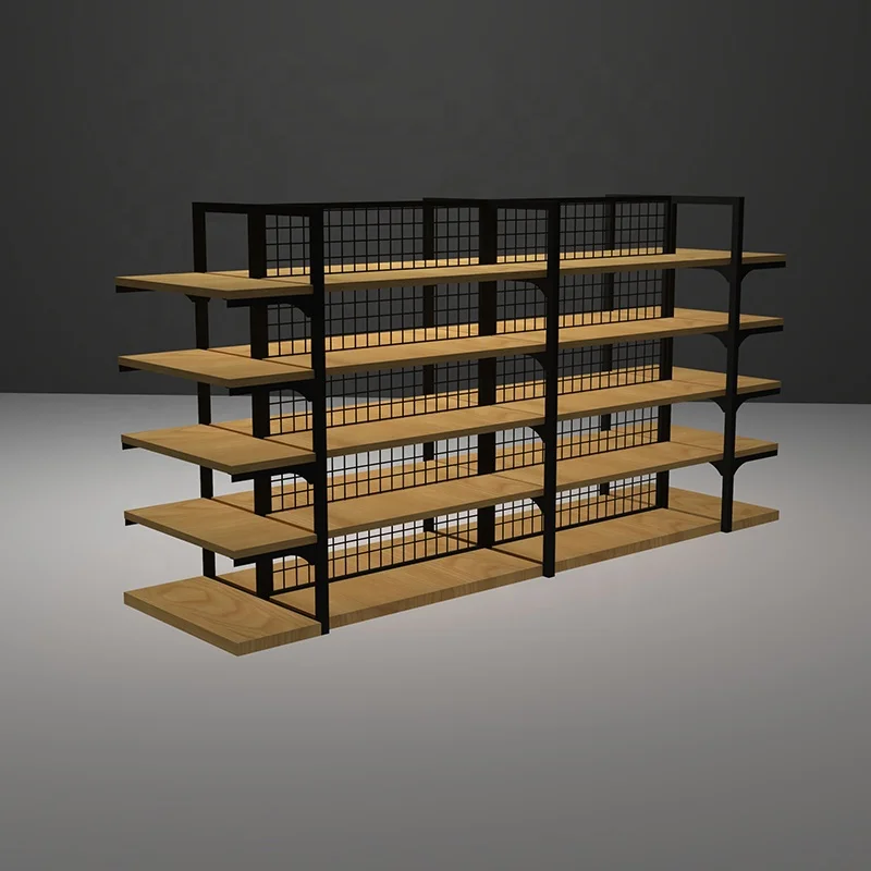 MINISO Shelf mesh panel supermarket wooden display shelf for retail shop shelving_2