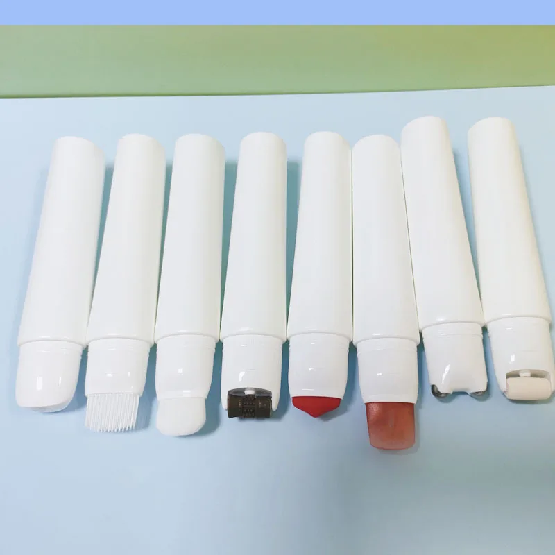Flat Oval 50ml 100ml Cosmetic Tube Packaging Hand Cream Skin Care Neck Massage Silicone Steel Sponge Bead Brush Head Applicator
