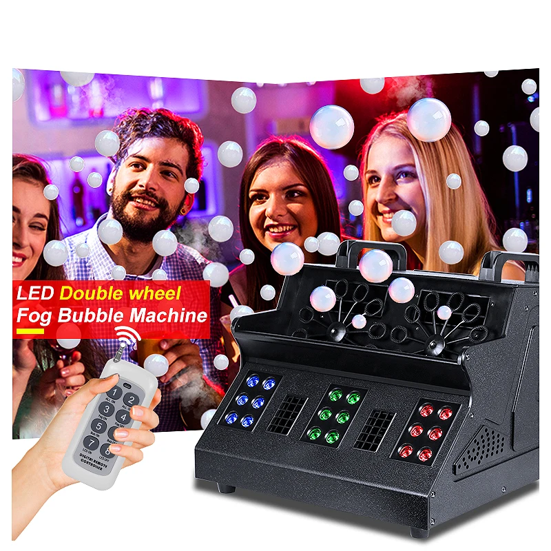 SHTX Wireless Remote control smoke bubble machine for Party Wedding Disco LED rgb 3 in 1 Stage Fog Bubble Machine