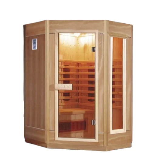 Hemlock Wood Sauna House OEM Dimension Cheap Steam Sauna Room corner type for 3 persons