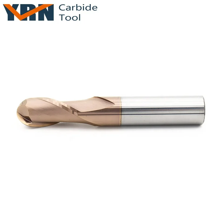 YRN R0.5/0.75/1.0/1.25/1.5/2.0mm Precision Cutting Tools HRC55 Carbide Ball Nose End Mill