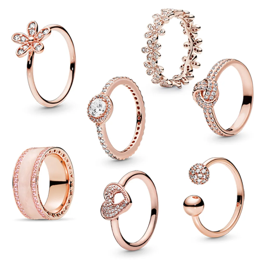 Classic five-leaf flower small daisy enamel ring alloy rose gold elegant sweet Japanese and Korean style high quality wholesale