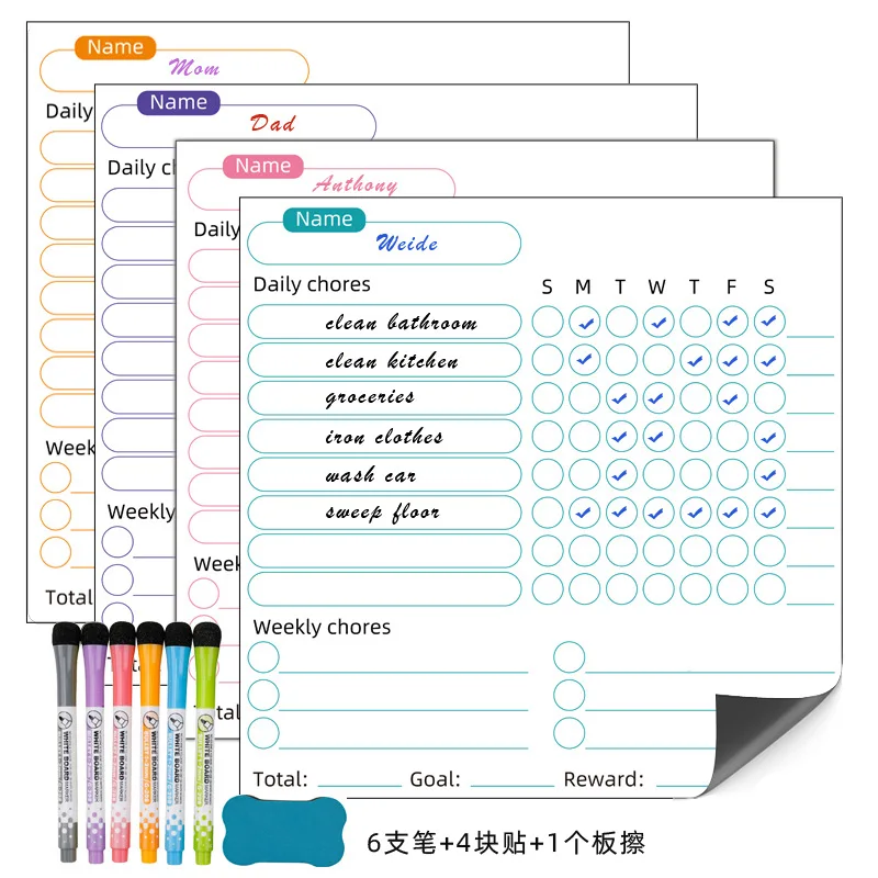 Wholesale custom magnetic calendar fridge magnet whiteboard magnetic chore chart whiteboard dry erase board