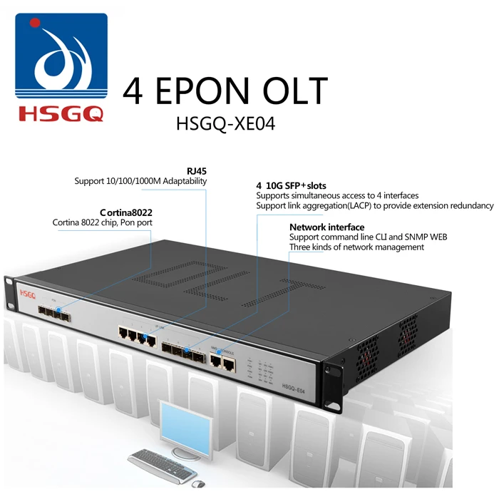 FTTH OLT волоконно-оптический HSGQ-XE04 Uplink 4 шт. 10 г SFP порт 4PON