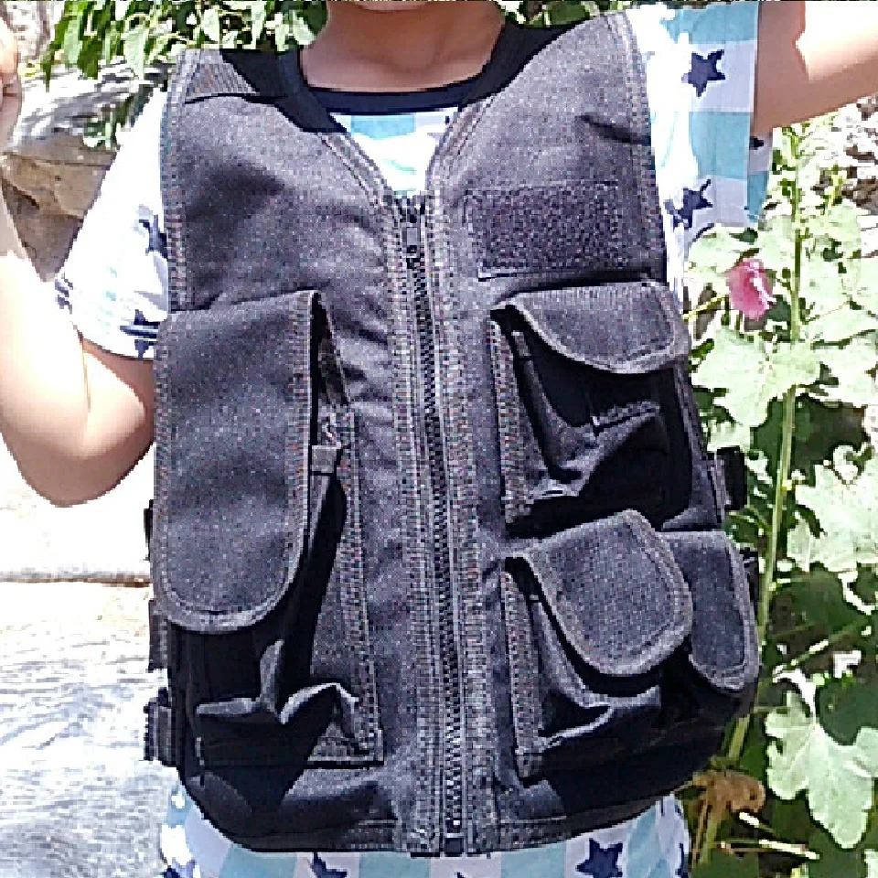 Mydays Outdoor Portable Multiple Pockets Equipment Training Protective Hunting Tactical Kid Carrier Vest with Adjustable Straps