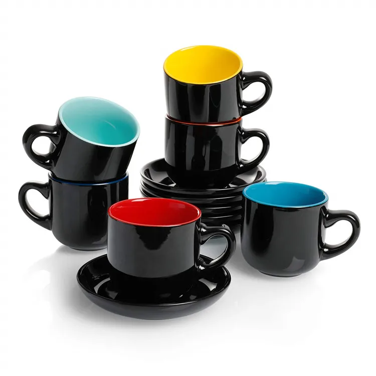 New product high quality custom color coffee cups saucer ceramic cup ceramic set