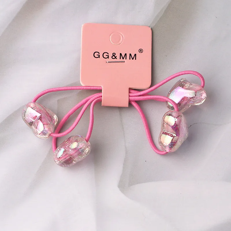 1 pair Colorful Heart Shape Elastic Hair Ties Girls Sweet High Quality Hair Ring No Damage Kids Hair Accessories