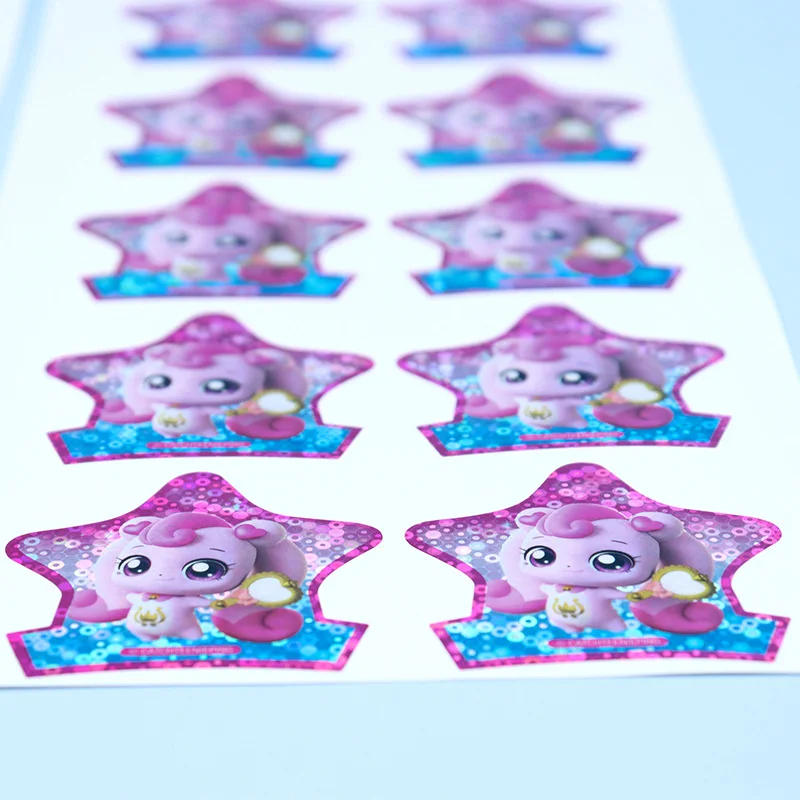 Wholesale Customized Kids Cartoon Stickers Bright Pink PET Self Adhesive Labels BPA Free PVC Waterproof Custom Sticker Accept