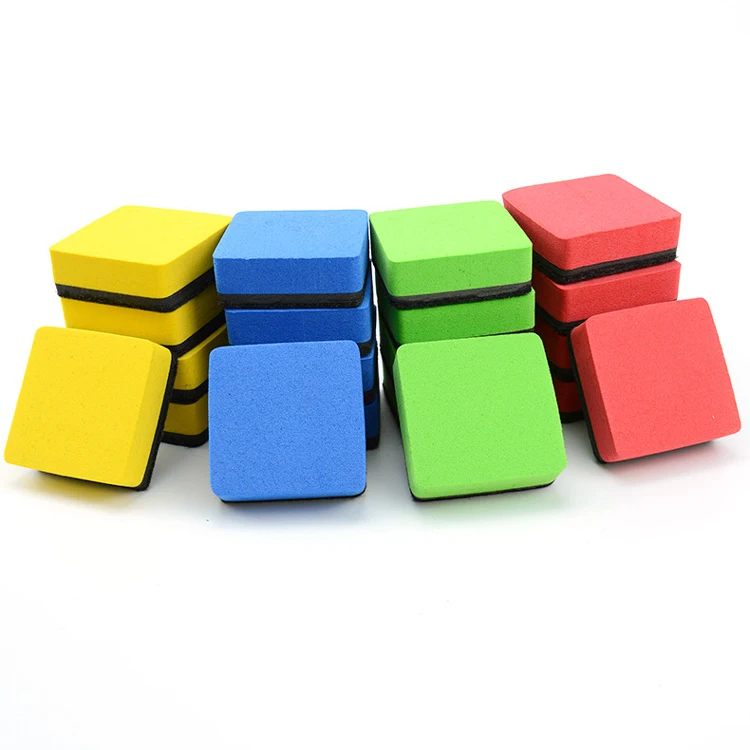 Custom Sponge Square Colorful Whiteboard Magic Eraser Mini Whiteboard Erasers EVA Felt Magnetic Whiteboard Eraser For Preschool