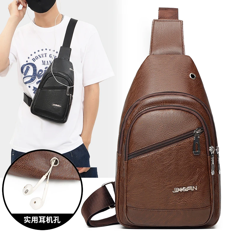 Cross Body Sling Chest Bag for Men Sling Bag Fashion Bag Sports Shoulder Light Weight Cycling 2023 Fashionable PU Nylon 5-7 Days