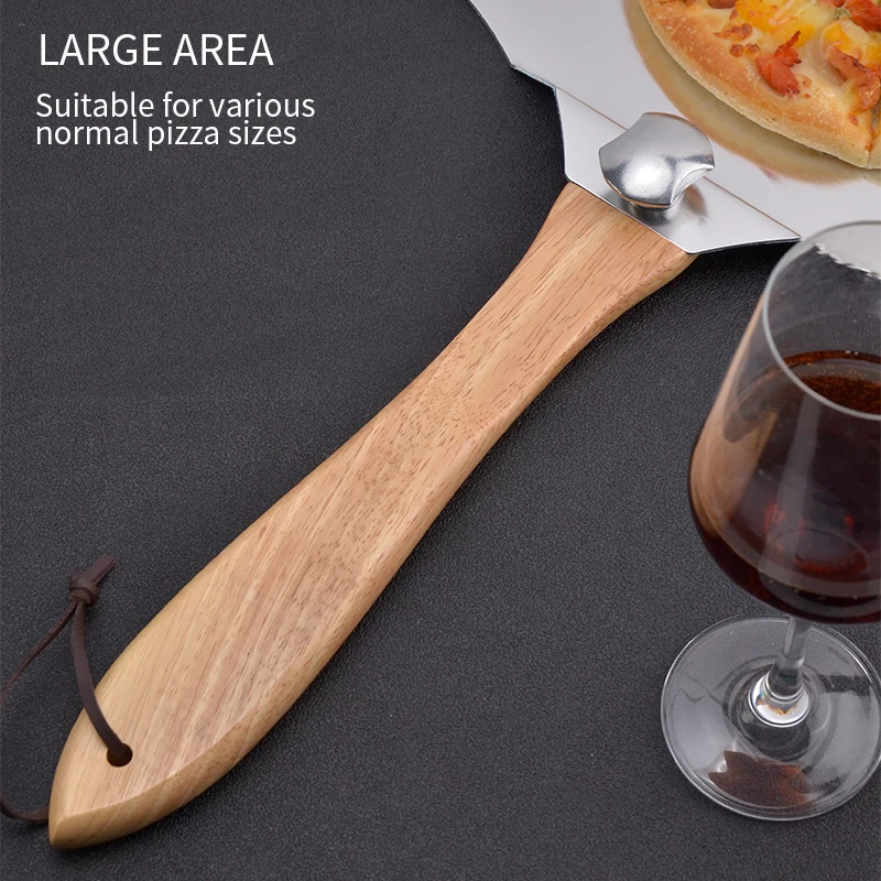 Custom Best Selling Kitchen Accessories 14*12 Inches Wooden Handle Pizza Shovel Stainless Steel Pizza Peel With Pizza Box