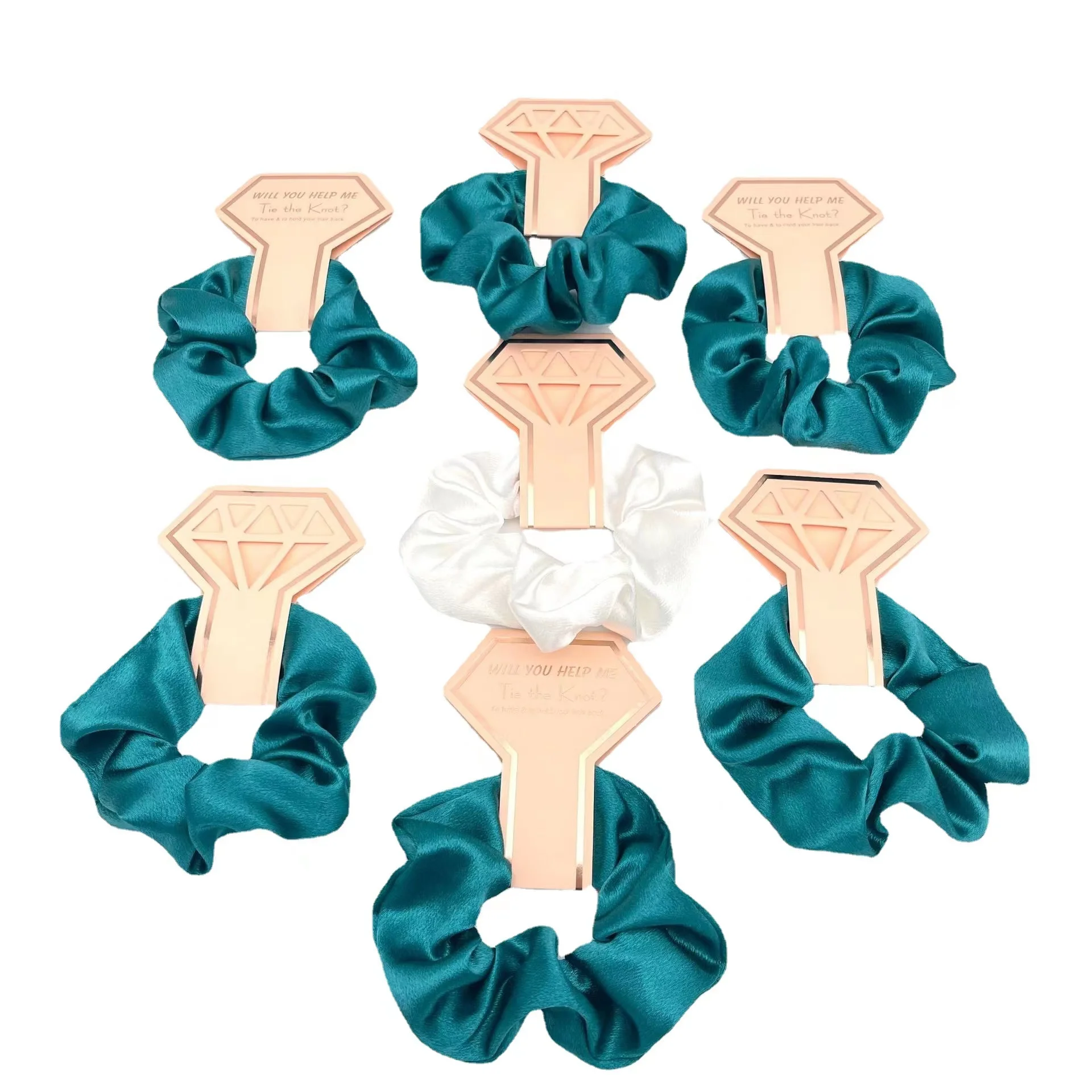 Wholesale Women Solid Color Satin Silk Hair Tie Elastic Scrunchies Ponytail Holder Hair Rope Rings Hair Accessory bridesmaid gif