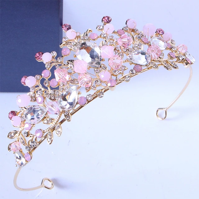 Золотая розовая балетная корона принцессы для торта с кристаллами из циркония