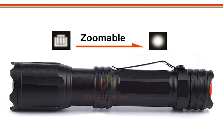 BrightenluX Powerful Mini Portable Torch Light Battery Rechargeable LED Zoomable Tactical RGB 4 Modes Flashlight