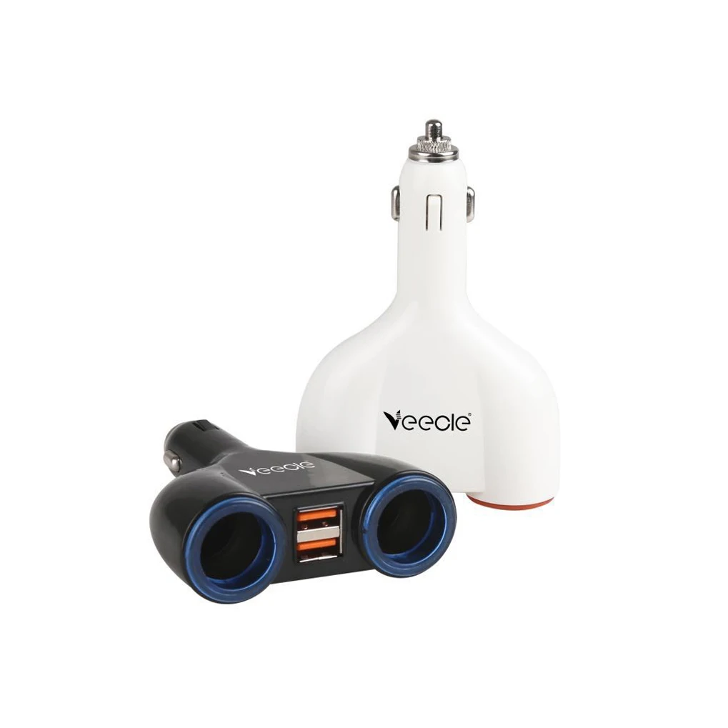 car accessories electronics 120W dc 12v car auto cigarette lighter socket extension cord dual usb car charger adapter splitter