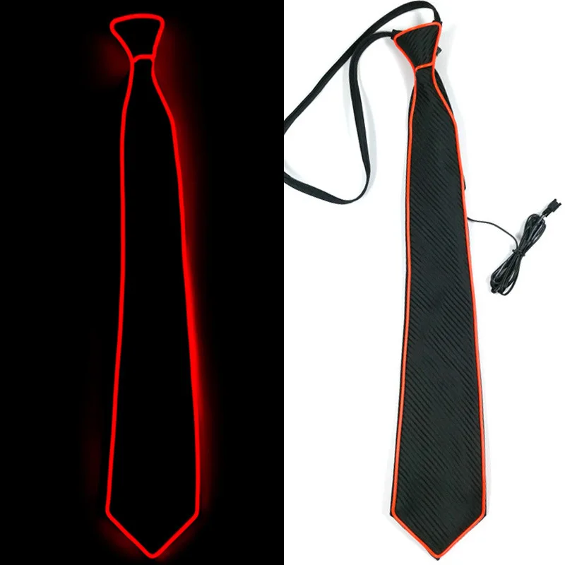 Light LED Necktie For Men Club Cosplay Party Bar Show Flashing Glow In The Dark Ligature Ties Dye Party Decorations