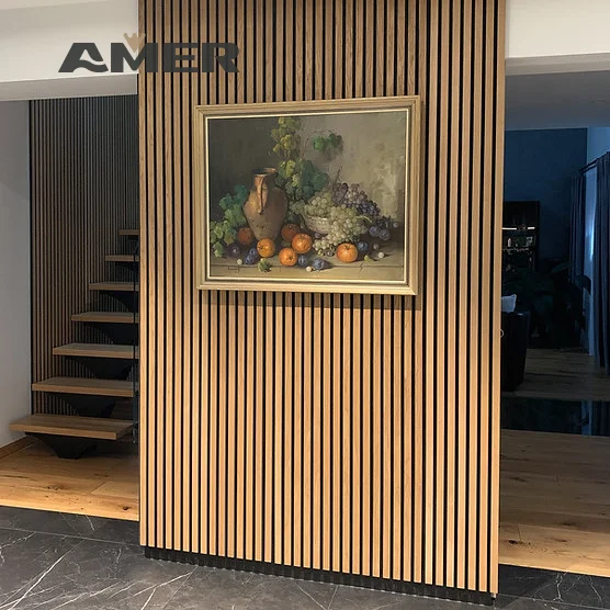 AMER Wholesale polyester fiber sound absorbing home decorative acoustic wood wall panels Interior Decor Sound Absorption