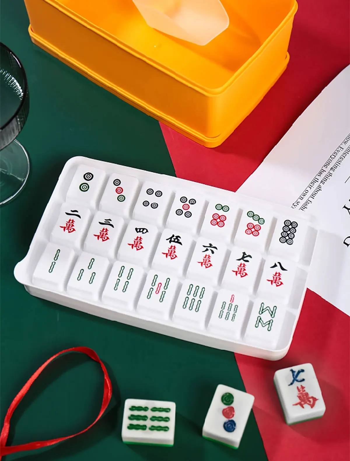 Direct Factory Wholesales Chinese style 21 grids Creative Mahjong Design Plastic Ice Cube Tray DIY ice cream Ice Mould with lid