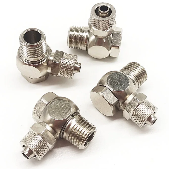 1/4 knurling Male Brass Threaded L Type Swivel Pneumatic Air Fitting