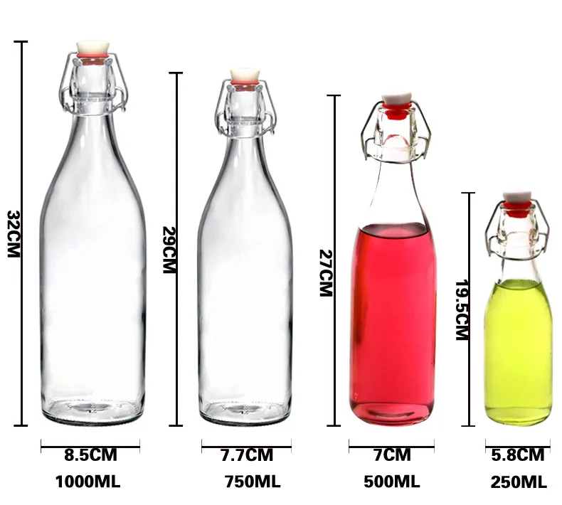 Wholesale High Quality 100ml 200ml 300ml Customizable Sealed Glass Bottles with Buckle Lid