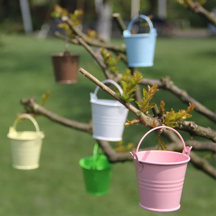 Wholesale Colorful Galvanized Metal Zinc Mini Candle Wax Melting Jar Gift Metal Bucket With Handle